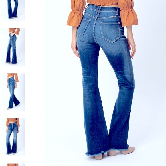 NWT: KanCan Dark Wash Button Top Flares - Picture 4 of 5